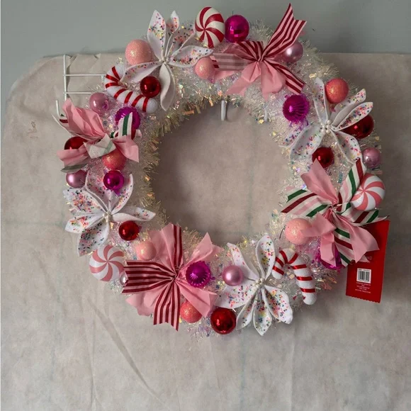 Ashland Festive Pink and Red Holiday Wreath - Picture 2 of 4